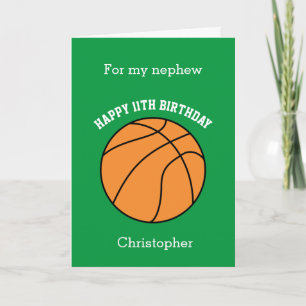 Carte Oncle Joyeux Anniversaire 11 Ans Basketball Vert