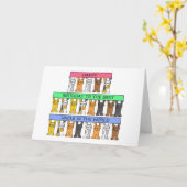 Carte Oncle Joyeux Chats de dessin d'anniversaire (Fleur jaune)