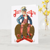 Carte Oncle Sam Firecrackers Juillet 4 Patriotique Vinta (Fleur jaune)