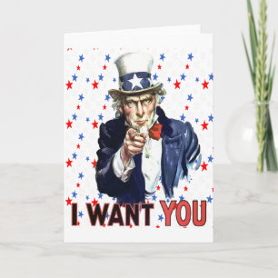 Carte Oncle Sam Je Vous Veux Avec Fond De Rayures Et Éto