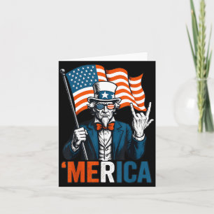 Carte Oncle Sam Merica Rock Drôle 4 juillet Américain