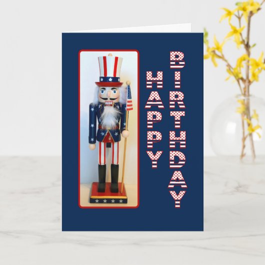 Carte Oncle Sam Nutcracker Joyeux anniversaire (Fleur jaune)