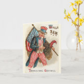 Carte Oncle Sam Thanksgiving Salutations Vintage (Fleur jaune)