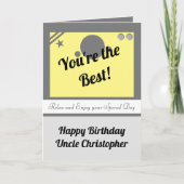 Carte Oncle, tu es le meilleur anniversaire gris jaune (Devant)