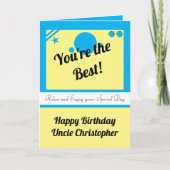 Carte Oncle, tu es le meilleur anniversaire jaune turquo (Devant)