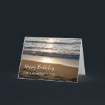 Carte Ondes à Sunset Beach Son Anniversaire<br><div class="desc">Carte d'anniversaire pour fils avec une belle photo des vagues qui s'écrasent sur la plage au coucher du soleil et vers réfléchis.</div>