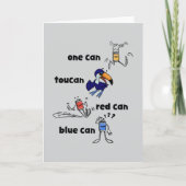 Carte One Can Toucan Red Can Blue Can Card (Devant)