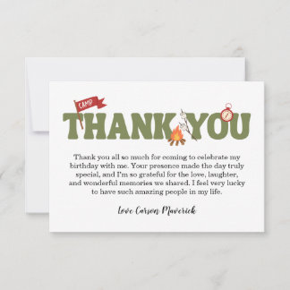 Carte One Happy Camper Boys Birthday Thank You Card