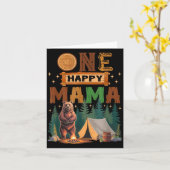 Carte One Happy Mama Camper 1st Birthday Camng Bear  (Fleur jaune)