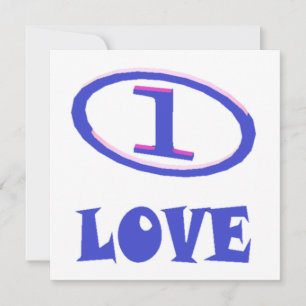 Carte One Love art motif bleu touche pourpre