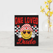 Carte One Loved Dude Checkered Heart Valentines Day Boys (Fleur jaune)