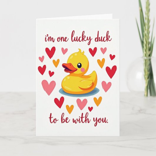 Carte One Lucky Duck Love Hearts Card (Devant)