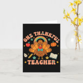 Carte One Thankful Teacher Thanksgiving Turkey Cute Penc (Fleur jaune)