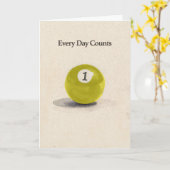 Carte One Year Anniversary Sobriety Pool Ball  (Fleur jaune)