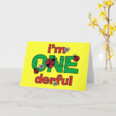 Carte ONEderful Ladybug 1er anniversaire (Fleur jaune)