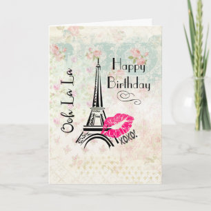 Carte Ooh La La Paris Tour Eiffel Joyeux Anniversaire