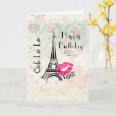Carte Ooh La Paris Tour Eiffel Joyeux anniversaire (Fleur jaune)