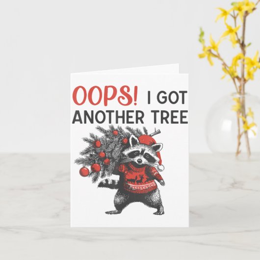 Carte Oops I Got Another Tree Funny Raccoon Christmas Qu (Fleur jaune)