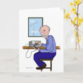 Carte Opérateur de radio de jambon mâle - Balding, Barbe (Fleur jaune)