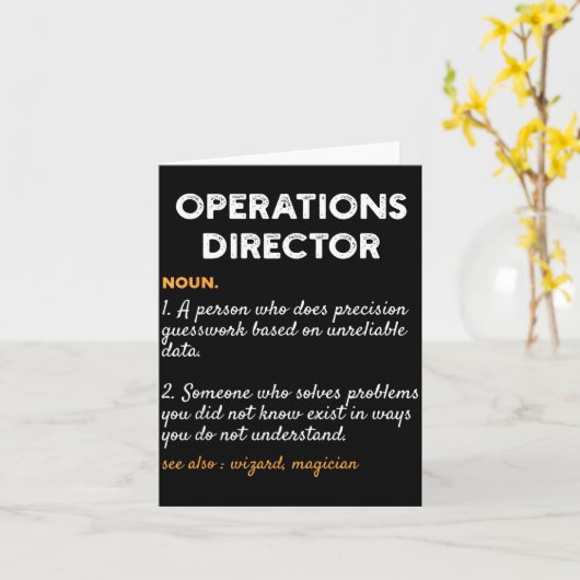 Carte Operations Director Profession Funny Dictionary De (Fleur jaune)