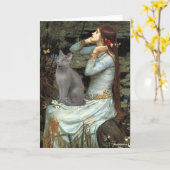 Carte Ophelia - chat bleu russe (Fleur jaune)