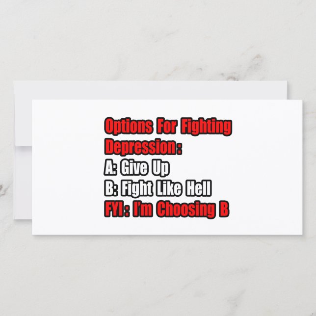Carte Options de lutte contre la dépression (Devant)