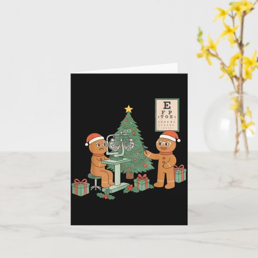 Carte Optometry Gingerbread Christmas Optician Sight Squ (Fleur jaune)