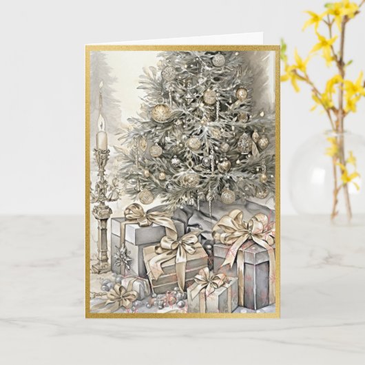 Carte Opulence classique de Noël (Fleur jaune)