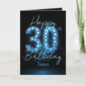 Carte Opulent Chic Sapphire Bleu et Noir 30e anniversair (Devant)