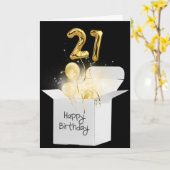 Carte Or 21e Anniversaire Ballons En Boîte Blanche (Fleur jaune)