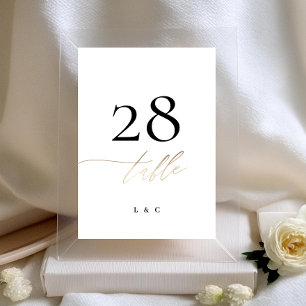 Carte Or 5 x 7 calligraphie Moderne Mariage Numéro de ta