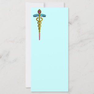 Carte OR CADUCUS Médicale Symbole bleu pourpre vert