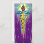 Carte OR CADUCUS MÉDICALE SYMBOLE violet vert (Dos)