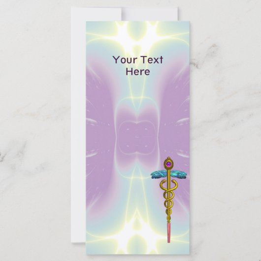 Carte OR CADUCUS MÉDICALE SYMBOLE violet vert (Devant)