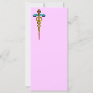 Carte OR CADUCUS Symbole Médicale Pınk Purple Green