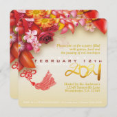 Carte Or chinois floral Papier coupé Ox 2021 PSqInv (Devant / Derrière)