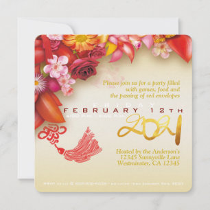 Carte Or chinois floral Papier coupé Ox 2021 PSqInv