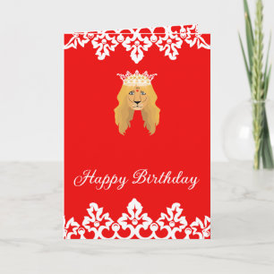 Carte or d'anniversaire heureux roi blanc couronne