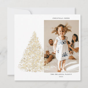 Carte Or Deux Photo de Famille Noël