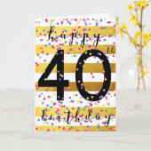 Carte or et Confetti 40e anniversaire (Fleur jaune)
