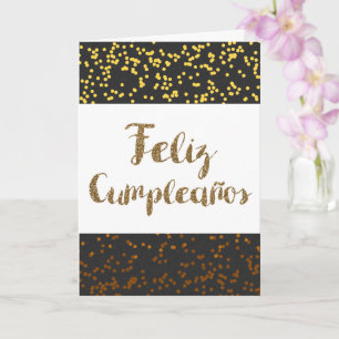 Carte Or et noir Feliz Cumpleanos