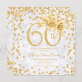 Carte Or Floral 60e anniversaire Glam Marble (Devant / Derrière)