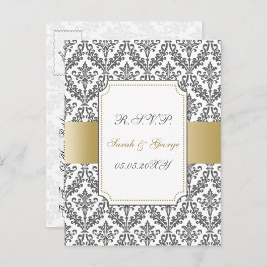 carte or mod mariage rsvp (Devant / Derrière)