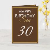 Carte Or moderne et fils Brown 30e anniversaire (Fleur jaune)