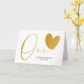 Carte Or moderne premier anniversaire un coeur (Fleur jaune)