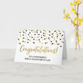 Carte Or noir de félicitations de fils et de belle-fille (Fleur jaune)