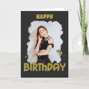 Carte or parties scintillant heureux anniversaire photo