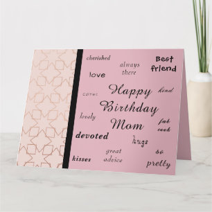 Carte Or Rose. Bonne maman d'anniversaire !