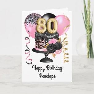 Carte Or rose et noir 80e anniversaire