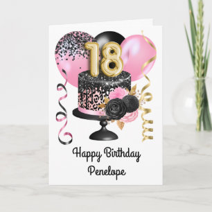 Carte Or rose et or noir 18e anniversaire